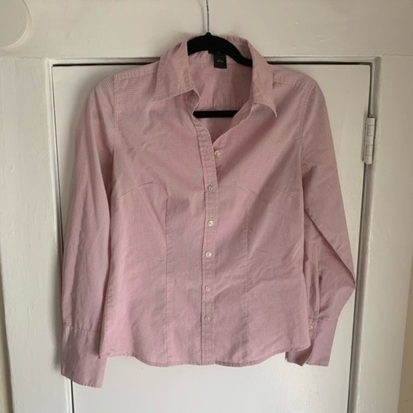 Ann Taylor Button Down Long Sleeve Pink/Red Top 0 - Picture 2 of 12